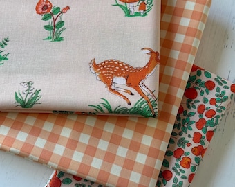 Kit de edredón de tela completa para bebé/niño - Heather Ross Beargrass Peach