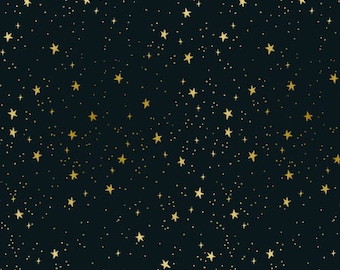 Primavera - Stars - Black Metallic Fabric Rifle Paper Co. / Cotton and Steel