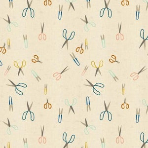Paper Cuts - Snip Snip - Natural Unbleached Cotton Fabric / Cotton and Steel