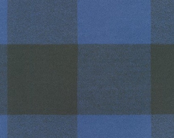 May include: A checkered pattern fabric in shades of dark blue and black.