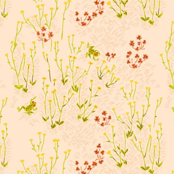 Tall Buttercups Palest Pink from West Hill Collection by Heather Ross for Windham Fabrics