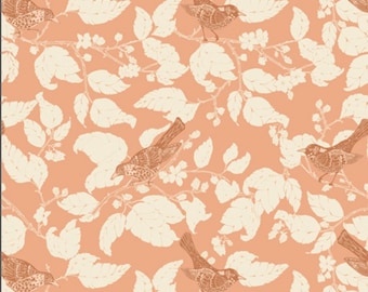 Blackberries Thrush Apricot from Wild Forgotten Collection by Bonnie Christine for Art Gallery Fabrics