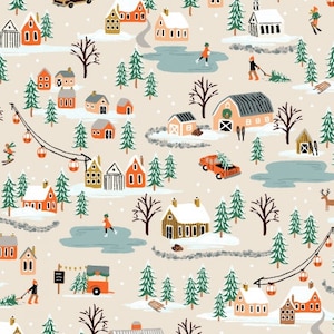 Holiday Village - Cream Fabric Holiday Classics Rifle Paper Co. / Cotton and Steel