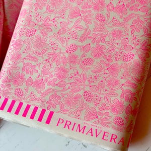 Primavera - Moxie Floral - Neon Pink Neon Pigment Fabric Rifle Paper Co. / Cotton and Steel