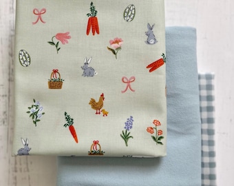 Kit de edredón de tela entera para bebé/niño - Canasta de Pascua