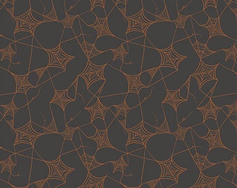 Web of Scares Caramel from Sweet 'n Spookier by AGF Studio  for Art Gallery Fabrics