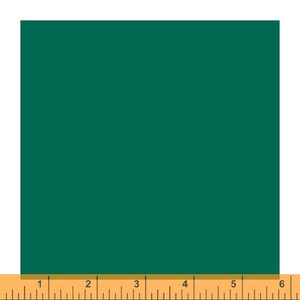 May include: A square of solid teal fabric, approximately 6 inches wide, is displayed against a white background. A wooden ruler is positioned at the bottom, providing a measurement reference.
