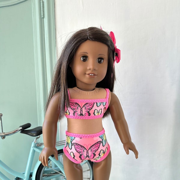 NEW! American Made Two-piece  Swimsuit made to fit 18 inch  dolls such as American Girl