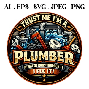 Funny Plumber SVG Design: Vintage Repairman Graphic (Digital Download)