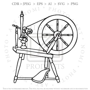 Spinning Wheel Charkha Clipart | Weaving Loom SVG PNG (Digital Download)