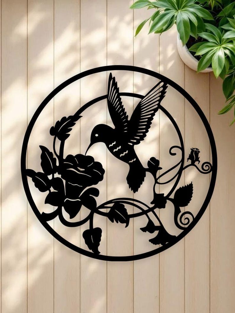 Elegant Hummingbird Bird Circle SVG Bundle, Nature Wall Art (digital ...