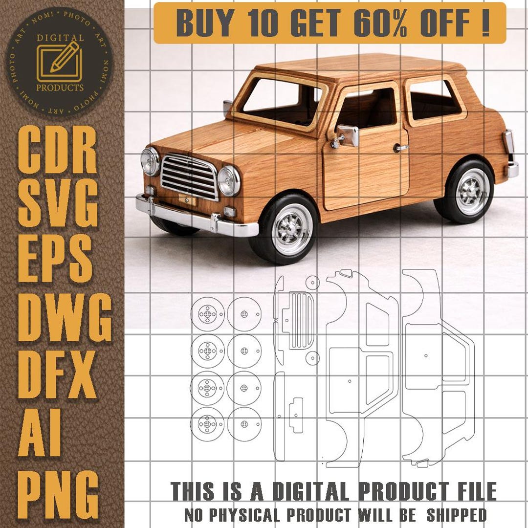 Laser Cut Car Model SVG | 3mm Wooden DIY Kit | Multi-layer Car Design ...