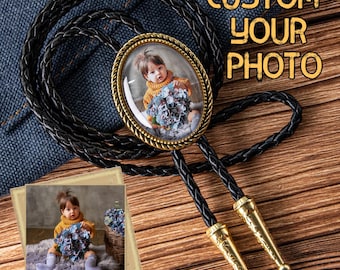 Corbata bolo con foto personalizada: Corbata de cuero personalizada - Mascotas, bodas, homenajes