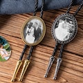 Personalized Photo Bolo Tie, Leather Cord, Custom Wedding Gift