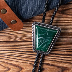 Bolo Tie, Wedding Bolo Ties, Brown Stone Bolo Tie, Bolo Tie - Gif for Husband, Green Stone Bolo Tie with Leather Cord, Gifts for Him