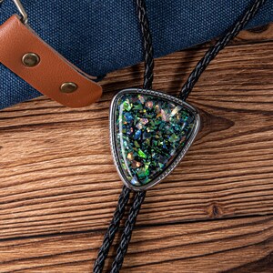 Wedding Bolo Tie, Women&#39;s Bolo Tie with Leather Cord, Handmade Stone Bolo Tie - Gifts for Her, Party Accessories, Women&#39;s Necklace