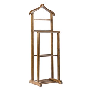 Mute Butler Wooden Valet Stand | Men&#39;s Clothing Organizer | Silent Dumb Butler Coat Rack | Valet Hanger Storage