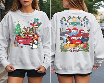 Lightning McQueen Xmas Sweatshirt, Disney Cars Christmas Shirt, Pixar Piston Cup Tee, Disney Cars Xmas Theme Tee, Disney Family Trip Sweater