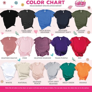 the color chart for a t - shirt
