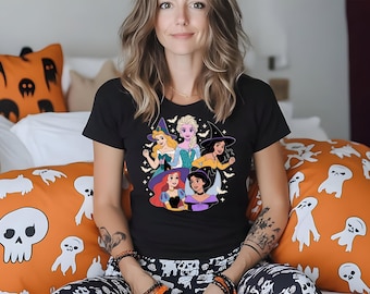 Spooky Disney-prinsessen T-shirt sweatshirt, Disney Halloween-shirt meisjes, Disneyland Spooky Season Vibes-trui, shirt Halloween-heksen