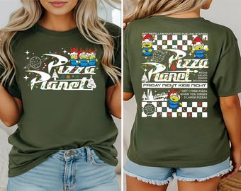 Toy Story Pizza Planet-tröja, Disney Aliens jultröja, Disney Pizza Aliens-tröja, Disney Pixar jultröja, Disney roliga tröjor