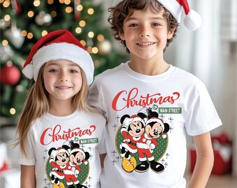 Christmas on Main Street Shirt, Mickey & Minnie Disney Couple Sweatshirt, Holiday Hoodie, Cute Disney Christmas Sweater
