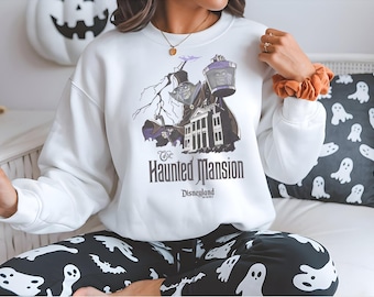 Disneyland The Haunted Mansion Sweatshirt, Funny Halloween Shirts, Spooky Season Haunted Houses Sweater, Halloween Theme Party Shirt
