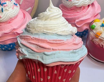 Fake Cupcake Cotton Candy Pink & Blue with Sprinkles Prop Decoration