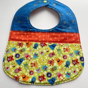 Baby Boy Monster Bib Small Baby Bib Patchwork Shower Gift Baby Gift Baby Boy Shower Baby Boy Gift Baby Boy Clothes