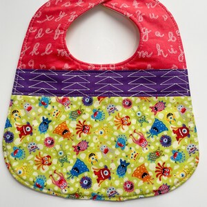 Baby Boy Monster Monsters Bib Small Baby Bib Patchwork Shower Gift Baby Gift Baby Boy Shower Baby Boy Clothes Baby Boy Gift