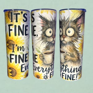 Funny Cat "It's Fine" 20oz Stainless Steel Tumbler