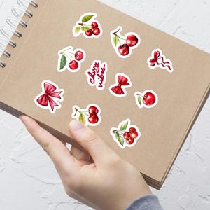 Cherry Vibes-stickers | Leuke fruitstickers voor laptops | Stickers voor bidons | Stickers voor telefoonhoesjes | Stickers zonder luchtbellen