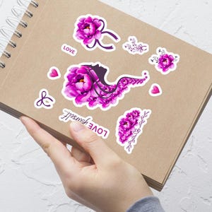 Laptopstickers met Love Yourself-ontwerp | Boho esthetisch bloemenvinyl | Duurzame stickers zonder luchtbellen | Perfect cadeau voor haar