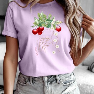 桜ボヘミアングラフィックTシャツ | チェリーバイブスTシャツ | 自然の誕生日プレゼント | シックなファッションウェア | チェリーキュートシャツ | チェリー好き