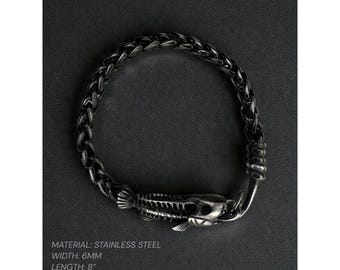 INOX Fish Skeleton Stainless Steel Bracelet Biker Gothic 2000s