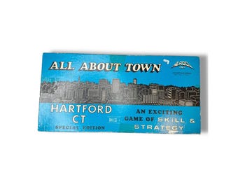Juego de mesa All About Town Hartford CT, Aladdo, década de 1980, completo, vintage
