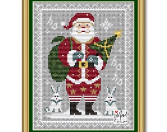 Santa Claus Cross Stitch Pattern: Christmas Tree, Santa's Sack (PDF Pattern)