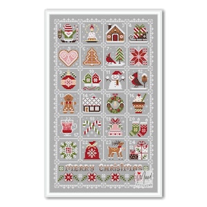 Merry Christmas Kreuzstich Stickmuster für Adventskalender 2018, Adventskalender 2018