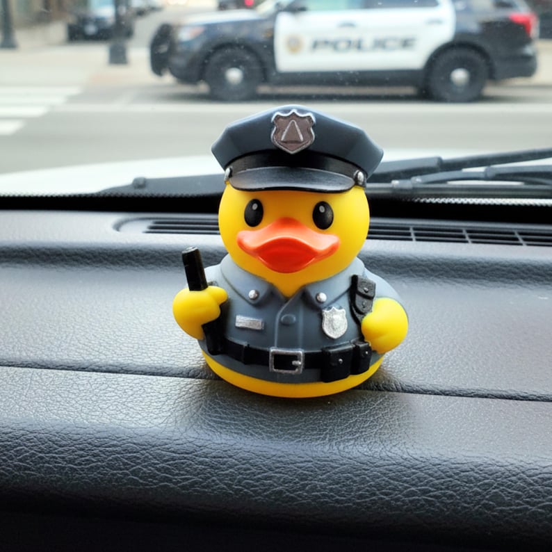 Police Duck Decoration Dashboard Buddy Car Accessory Patrol Officer Toy ...