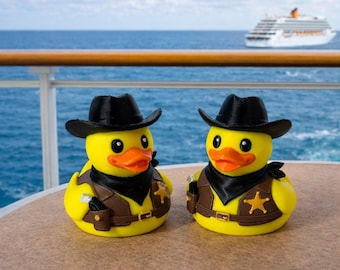 Cowboy Sheriff Cruise Ducks Hide and Seek Duck Hunt Cabin Activity Funny Law Enforcement Officer Present Surprise Cruising Ducks to Hide