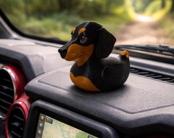 Figura de pato Dachshund para salpicadero de coche, juguete para entusiastas de los perros, regalo de agradecimiento para criadores, decoración para el salpicadero de vehículos estilo 4x4