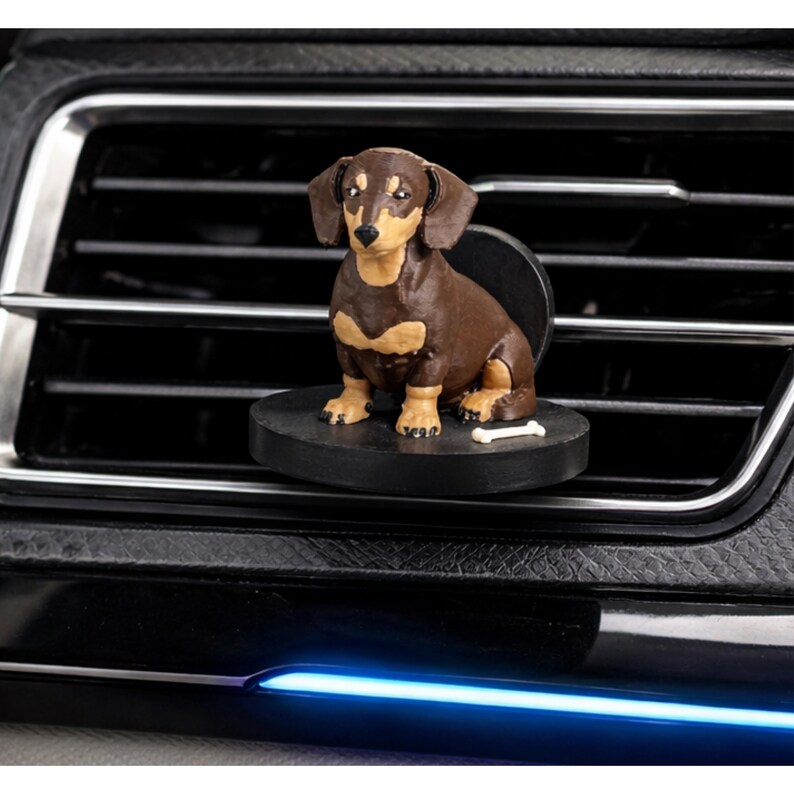 Car Fragrance Diffuser Dachshund Vent Clip Wiener Dog Design Air Freshener Holder Vehicle Accessory Automobile Dashboard Decoration Cute Puppy Ornament Pet Lover Gift Present Perfect Interior Accent Adorable Canine Themed Decor Stylish