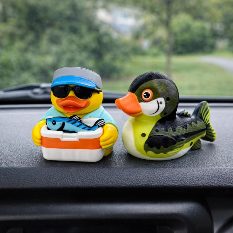 Fishing Duck Decor Duck Hunter Decoration Cabin Decor Fishing Enthusiast Present Desk Ornament Dashboard Fisherman Funny Gift Tackle Box image 3