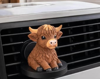 Highland Cow Car Air Freshener Vent Clip Essential Oil Diffuser Charm Gift Western Style Automobile Accessory Desk Fan Window Decoration