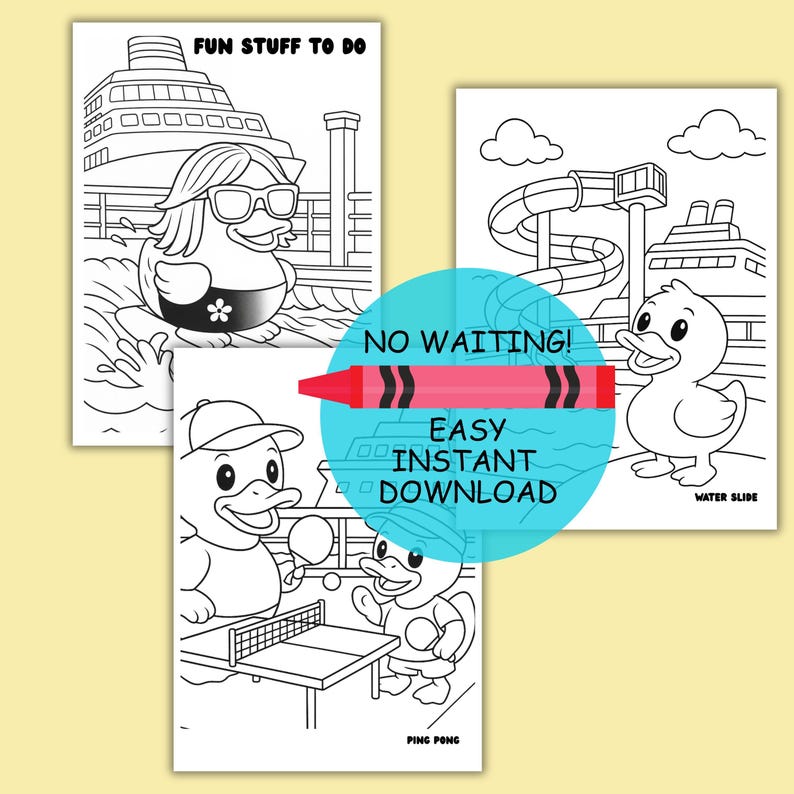 Duck Hide Seek Coloring Adventure Cruise Ship Activity Book Kids Entertainment Solution Printable Travel Pages Family Vacation Fun Memory Making Keepsake Creative Art Project Children Travel Game Instant Download Option Ship Exploration