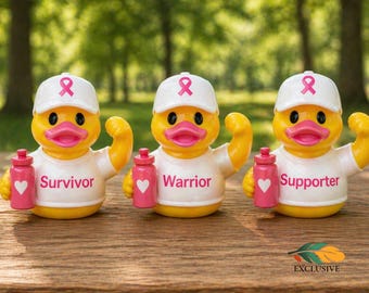 Accesorio personalizado de agradecimiento para el tablero del cáncer de mama con diseño de pato. Regalo considerado para sobrevivientes, guerreros y defensores. Cinta rosa de concientización. Recuerdo para pacientes.