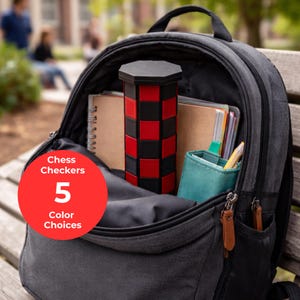 Portable Chess Set Black Red Checkers Game Board Roll Up Design Compact Size Pieces Waterproof Material Camping Accessory Backpack Gift