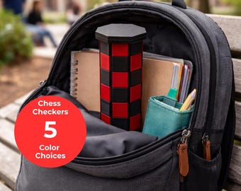 Portable Chess Set Black Red Checkers Game Board Roll Up Design Compact Size Pieces Waterproof Material Camping Accessory Backpack Gift