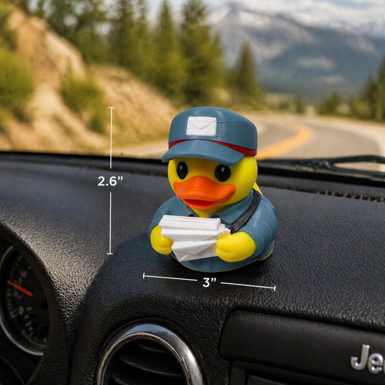 Funny Figurine Gift Delivery Driver Appreciation Postal Worker Present Mail Carrier Dashboard Duck Desk Buddy Car Accessory Thank You Gift Employee Recognition Coworker Present Vehicle Ornament Novelty Collectible 3D Printed Design