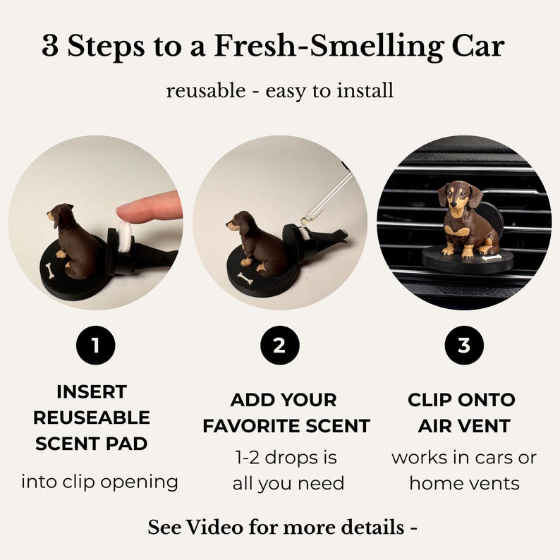Dachshund Vent Clip Car Accessory Wiener Dog Decoration Dashboard Ornament Automobile Charm Vehicle Fragrance Diffuser Holder Air Freshener image 5